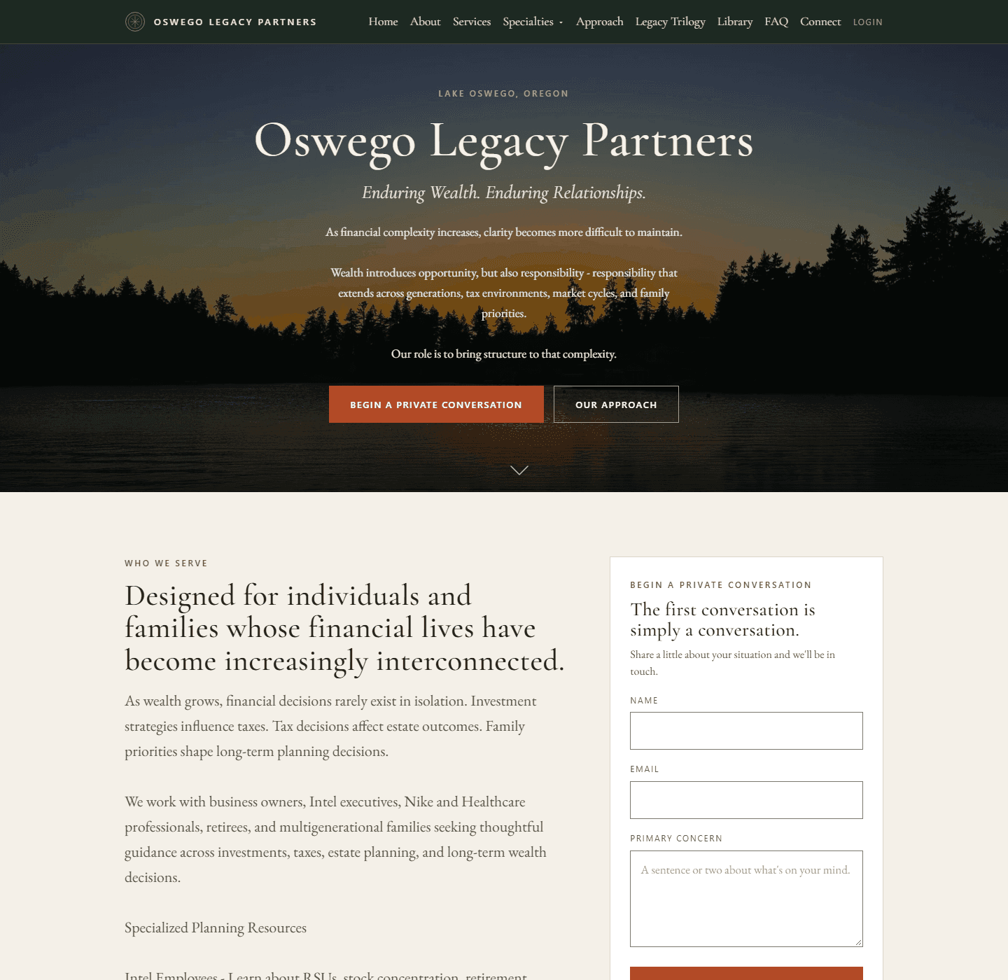 Oswego Legacy Partners screenshot