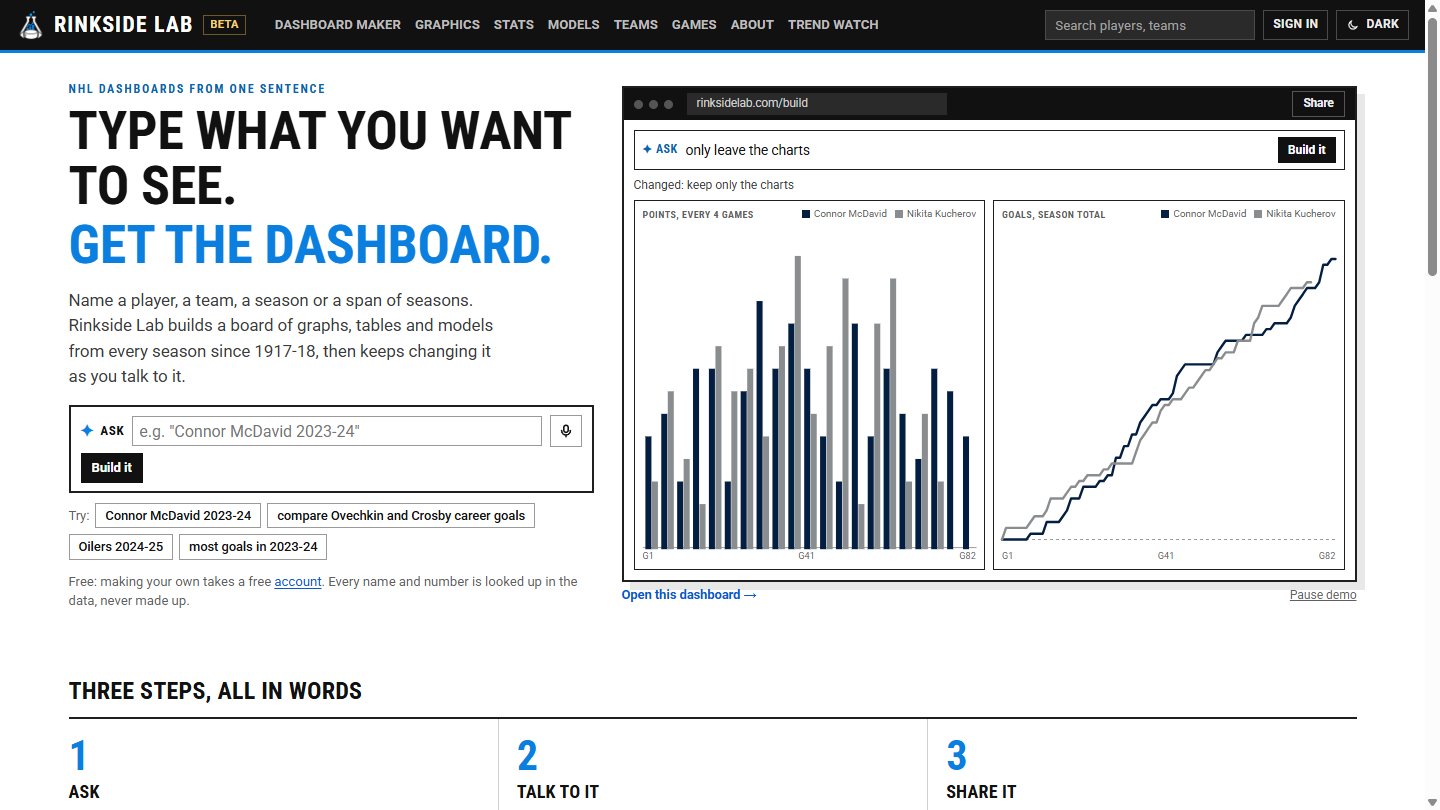 The home page: two players compared, then trimmed to the charts by a follow-up.