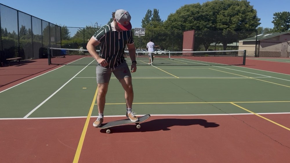 Skating on the tennis courts